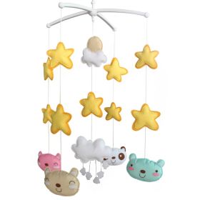 Handmade Baby Crib Mobile Baby Shower Gift Boys Girls Nursery Room Decor; Cute Panda and Bear