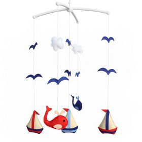 Blue and Red Baby Crib Mobile Nursery Room Decor Baby Musical Mobile for Boys and Girls; Sailboats Whales and Seagulls