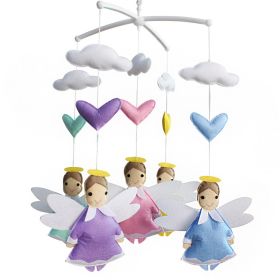 Colorful Angels Baby Crib Mobile Infant Room Hanging Musical Mobile Crib Toy Nursery Decor for Girls Boys