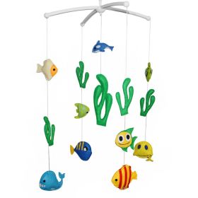 Baby Crib Mobile for Boys and Girls Baby Shower Gift Nursery Infant Room Decor; Colorful Underwater World Fish and Sea Grass