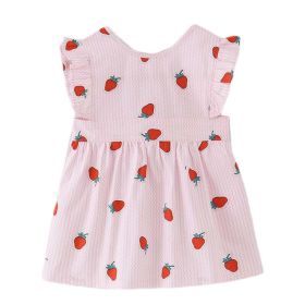 Pink Strawberry Baby Girl Sleeveless Princess Smock Eating Inner Waterproof Kids Bibs Painting Apron