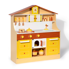 Big Pretend Play Toys Wooden Play Kitchen Toys for Kids & Toddlers Girls & Boys