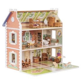 Classic Vintage Wooden Dollhouse for boys and girls, Great Gift for Kids