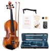 (Do Not Sell on Amazon) Glarry GV402 4/4 Acoustic Violin Kit Natural Varnish w/Square Case, 2 Bows, 3 In 1 Digital Metronome Tuner Tone Generator, Ext