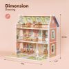 Classic Vintage Wooden Dollhouse for boys and girls, Great Gift for Kids