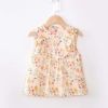 Beige Flora Baby's Inner Waterproof Apron Eating Smock Girl's Princess Smock Sleeveless Bib