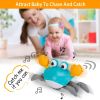 Crawling Crab Baby Toy with Music and LED Light for Kid Interactive Learning Toy Automatically Avoid Obstacles Walking Dancing Toy