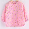 Pink Floral Baby Eating Smock Inner Waterproof Chinese Style Kids Bibs Long Sleeve Princess Apron