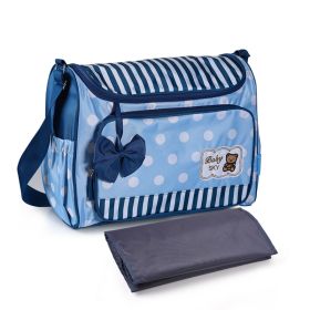 Mommy Bag Four-Piece Bowknot Outing One-Shoulder Multifunctional Large-Capacity Bag For Mother, Baby And Mother (Option: Blue-Big bag)