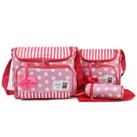 Mommy Bag Four-Piece Bowknot Outing One-Shoulder Multifunctional Large-Capacity Bag For Mother, Baby And Mother (Option: Red-Four piece suit)