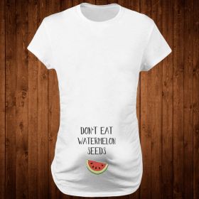 Women T-Shirts Slim Maternity Funny Letter Tops O-Neck Pregnancy Women (Option: Watermelon-2XL)