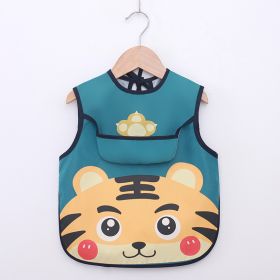 Summer Thin Baby Waterproof Eating Overalls (Option: Green Tiger-0to2 years old)