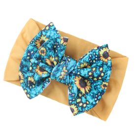 Fashion Kids Double Layer Printed Bow Bandana (Option: Yellowish sunflower)