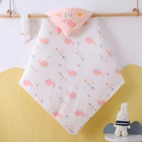 260g Thick Baby Hold Quilt Newborn Pack Cotton Small Quilt Wrap Towel (Option: Pink whale-90X90CM)