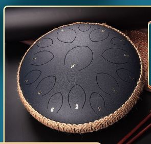 14-inch 15-tone Kongling Drum Guofeng Lotus Drum Steel Tongue Drum Percussion Instrument (Color: Navy Blue)