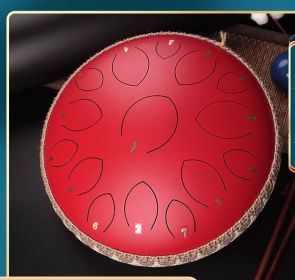 14-inch 15-tone Kongling Drum Guofeng Lotus Drum Steel Tongue Drum Percussion Instrument (Color: Cinnabar red)