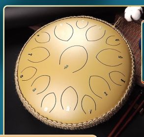 14-inch 15-tone Kongling Drum Guofeng Lotus Drum Steel Tongue Drum Percussion Instrument (Color: Golden Sand)