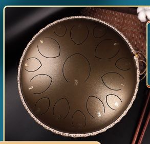 14-inch 15-tone Kongling Drum Guofeng Lotus Drum Steel Tongue Drum Percussion Instrument (Color: Bronze)