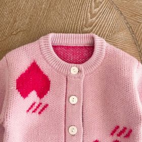 Baby Girl Heart Graphic Knit Quality Cardigan & Onesies Sets (style: Cardigan, Size/Age: 100 (2-3Y))