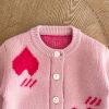 Baby Girl Heart Graphic Knit Quality Cardigan & Onesies Sets