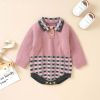 Baby Plaid Pattern Polo Neck Knit Triangle Bodysuit