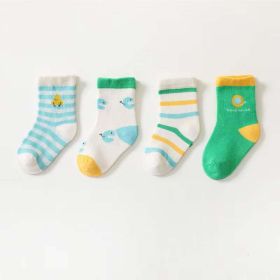 Baby Unisex 1Lot=4 Pairs Smile With House Pattern Socks (Color: Green, Size/Age: XL (5-8Y))