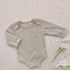 Baby Solid Color Pit Strip Fabric Long Sleeve Onesie Or Jumpsuit (Without Hat)