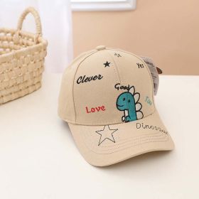 Boys Cartoon Dinosaur & Letters Pattern Solid Color Sunshade Peaked Caps (Color: Beige, Size/Age: Average Size (4-10Y))