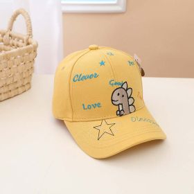 Boys Cartoon Dinosaur & Letters Pattern Solid Color Sunshade Peaked Caps (Color: Yellow, Size/Age: Average Size (4-10Y))