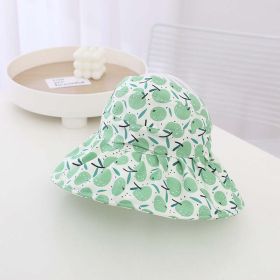 Baby Girl Fruit Print Pattern Large Brim Sunshade Hats (Color: Green, Size/Age: Average Size (2-5Y))