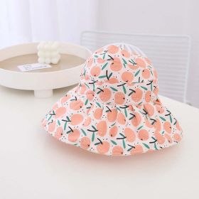 Baby Girl Fruit Print Pattern Large Brim Sunshade Hats (Color: Light Pink, Size/Age: Average Size (2-5Y))