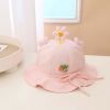 Baby 3D Flower & Heart Patched Pattern Ruffled Drawstring Bowl Hats