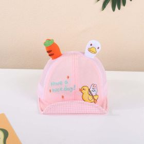 Baby Cute Animals Embroidered Graphic Soft Sunshade Peaked Hats (Color: Pink, Size/Age: Average Size (6-20M))