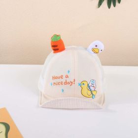 Baby Cute Animals Embroidered Graphic Soft Sunshade Peaked Hats (Color: Beige, Size/Age: Average Size (6-20M))