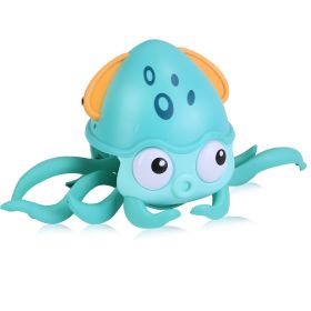 Rechargeable Baby Crawling Octopus Toy with Music LED Lighting Children Electric Moving Walking Kid Toy Obstacle Avoidance Function Suit for Kids Over (Color: Green)