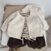 Baby Striped Pattern Puff Sleeve New Style Hoodie In Autumn