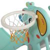 5 in 1 Slide and Swing Playing Set, Toddler Extra-Long Slide with 2 Basketball Hoops, Football, Ringtoss, Indoor Outdoor XH