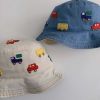 Baby Cartoon Embroidered Pattern Solid Color Sunshade Bucket Hats