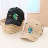 Boys Cartoon Dinosaur & Letters Pattern Solid Color Sunshade Peaked Caps