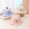 Baby 3D Flower & Heart Patched Pattern Ruffled Drawstring Bowl Hats