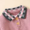 Baby Plaid Pattern Polo Neck Knit Triangle Bodysuit