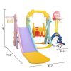 5 in 1 Slide and Swing Playing Set, Toddler Extra-Long Slide with 2 Basketball Hoops, Football, Ringtoss, Indoor Outdoor XH