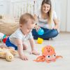 Rechargeable Baby Crawling Octopus Toy with Music LED Lighting Children Electric Moving Walking Kid Toy Obstacle Avoidance Function Suit for Kids Over