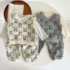 Baby Bear Embroidered Pattern Vest Combo Trousers Sets