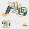 Kids Swing-N-Slide with Bus Play Structure; Freestanding Bus Toy with Slide&Swing for Toddlers; Bus Slide Set with Basketball Hoop