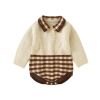 Baby Plaid Pattern Polo Neck Knit Triangle Bodysuit