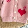 Baby Girl Heart Graphic Knit Quality Cardigan & Onesies Sets