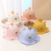 Baby 3D Flower & Heart Patched Pattern Ruffled Drawstring Bowl Hats