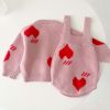 Baby Girl Heart Graphic Knit Quality Cardigan & Onesies Sets