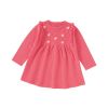 Baby Girl Flower Patched Pattern Solid Color Knitted Dress